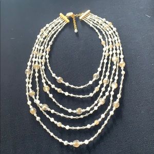 Pearl and gold bead necklace